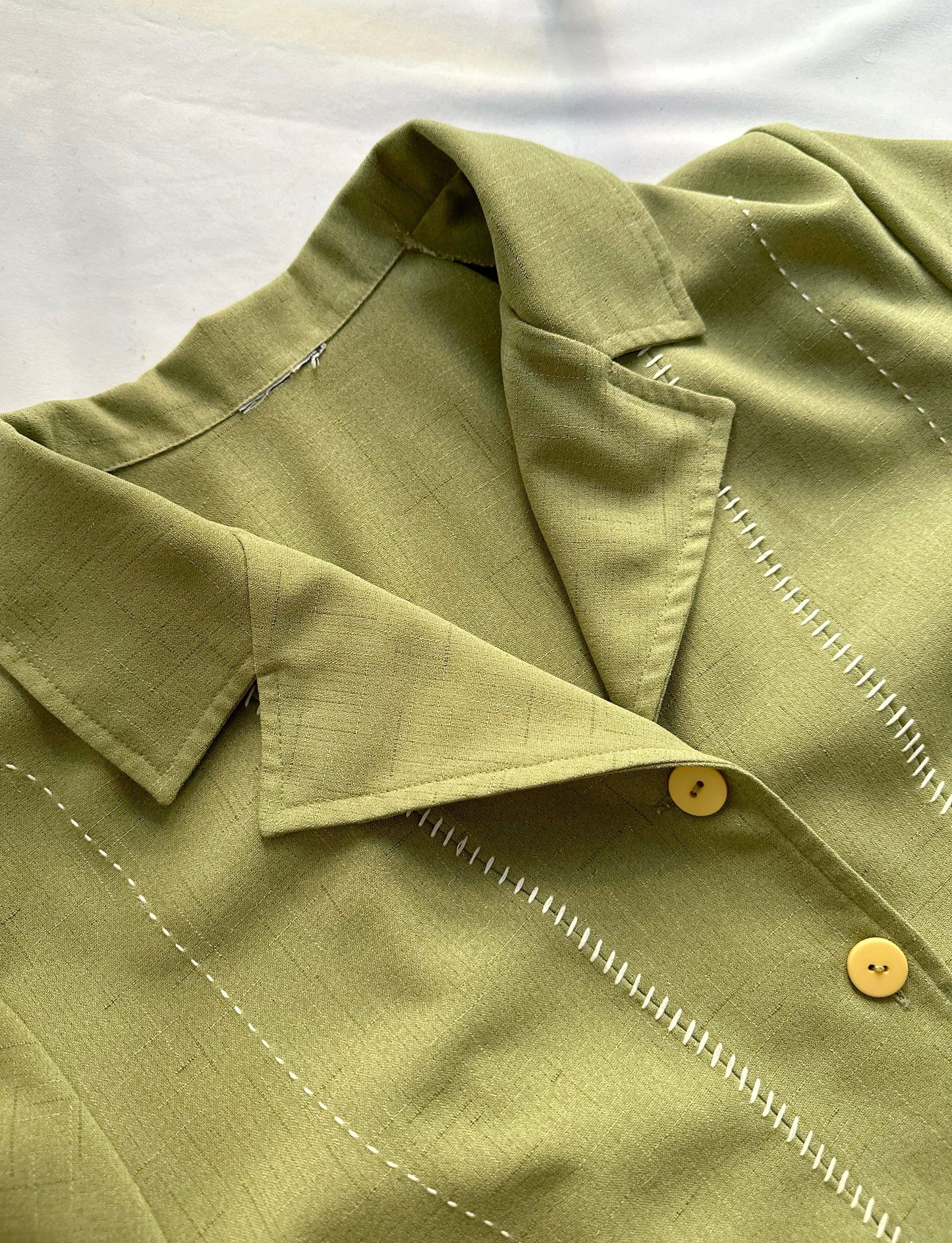 80s Bowling Style Green Blouse