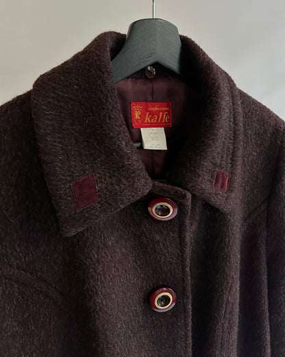 80s Burgundy Llama Mohair Wool Coat