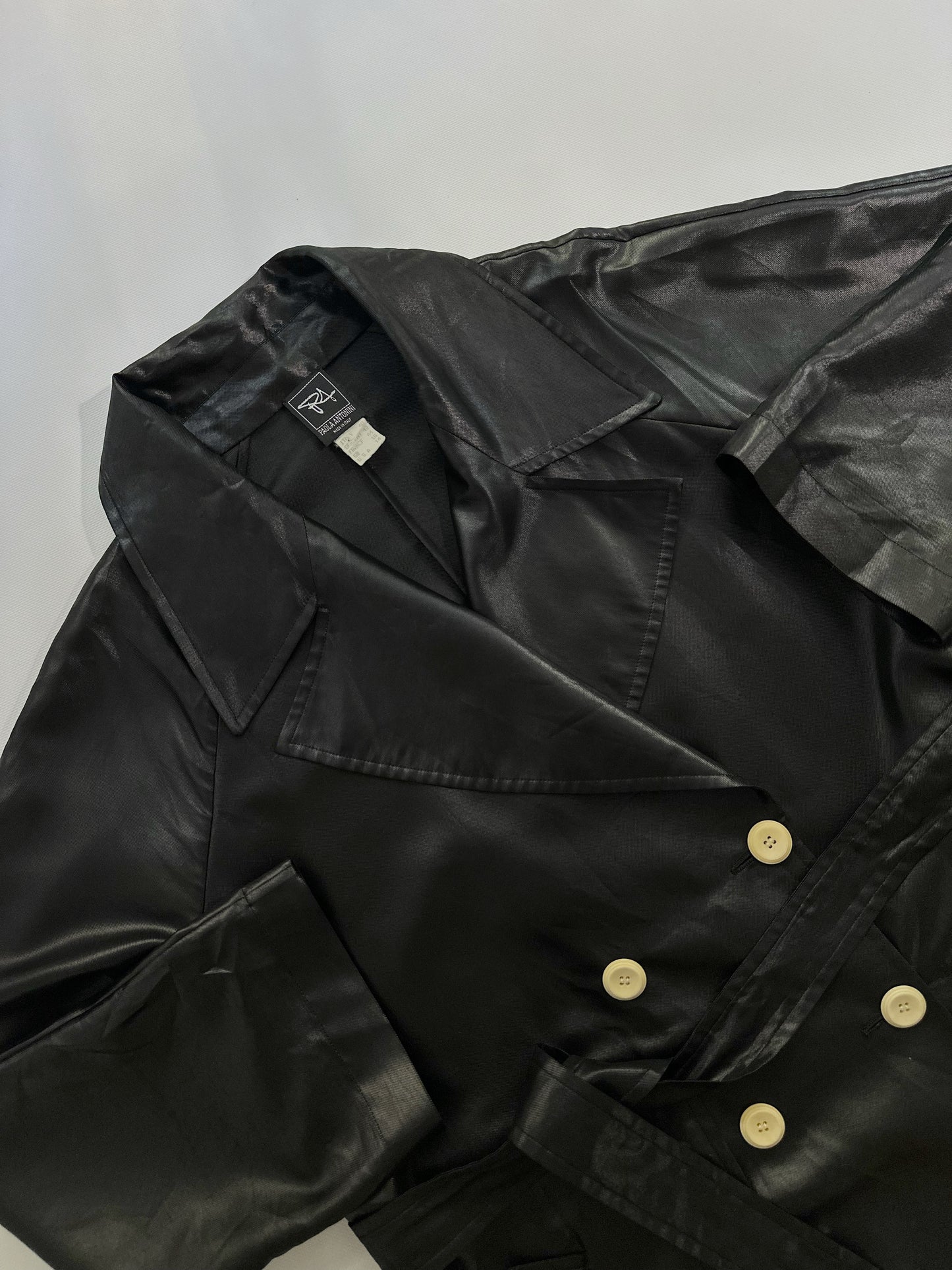80s Italian Black Double-Breasted Trench Coat – By Paola Antonini