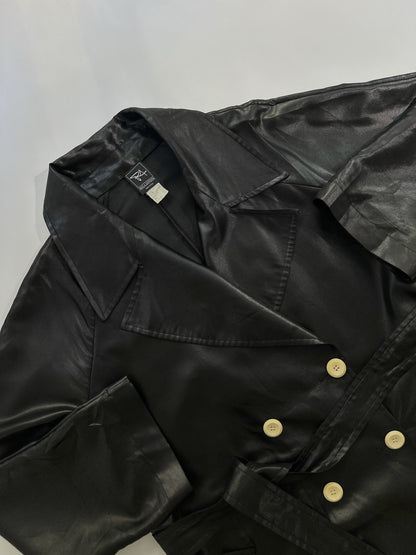 80s Italian Black Double-Breasted Trench Coat – By Paola Antonini