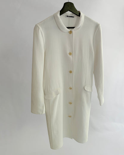 Jil Sander 2000s White Cotton Coat Dress