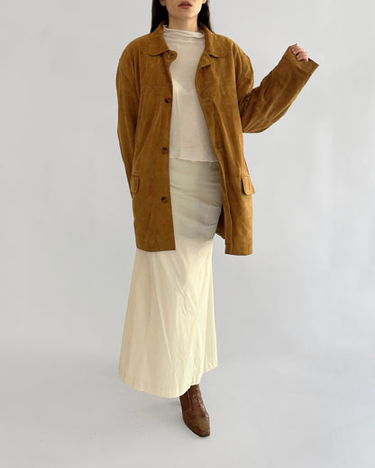80s Goatskin Caramel Brown Suede Jacket