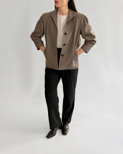 Vintage 1990s Taupe Sheepskin Leather Jacket