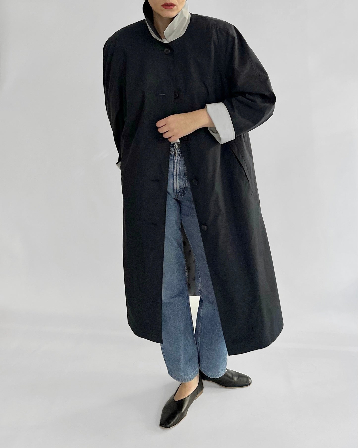 80s Dark Navy Trench Coat