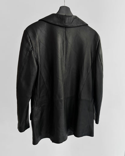 90s Black Sheepskin Leather Blazer