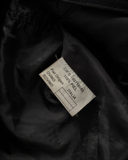 Vintage 1990s Black Italian Goatskin Leather Maxi Coat