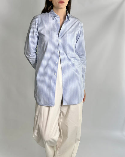 Comme des Garçons Blue Striped Maxi Shirt - Hommes Plus Fall 2013