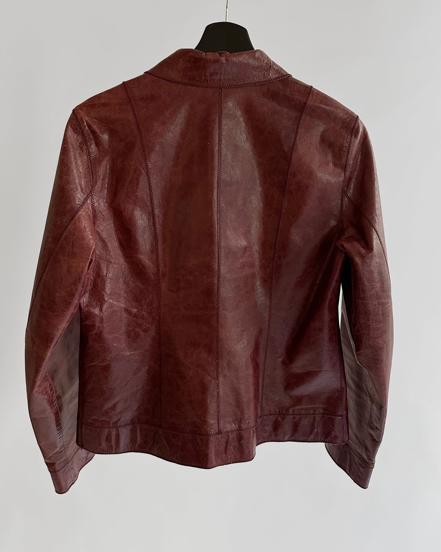 90s Burgundy Goatskin Italian Leather Jacket