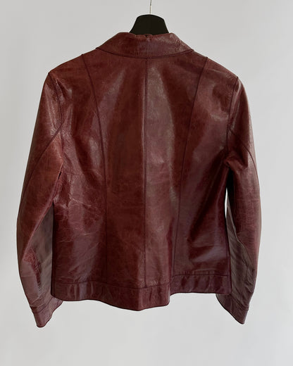 90s Burgundy Goatskin Italian Leather Jacket