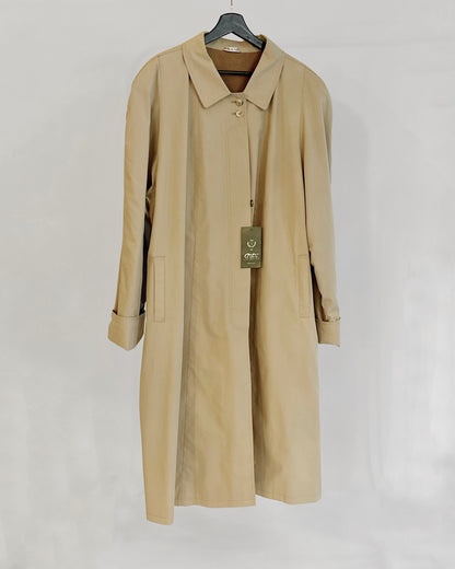 90s Italian Oversized Beige Trench Coat, NOS