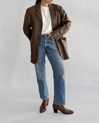 Vintage 90s Brown Leather Blazer