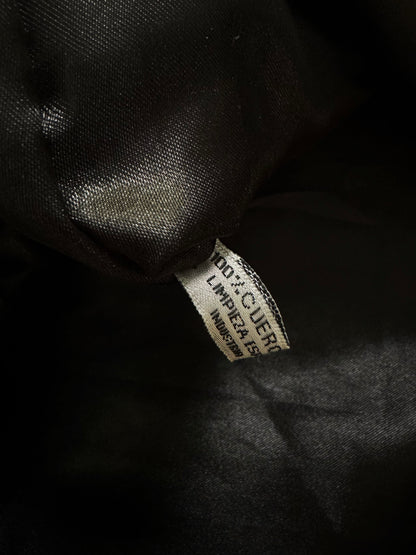 90s Black Leather Jacket – Minimalist Boxy Fit Moto Style
