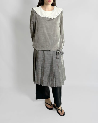70s Grey Drop-Waist Dress