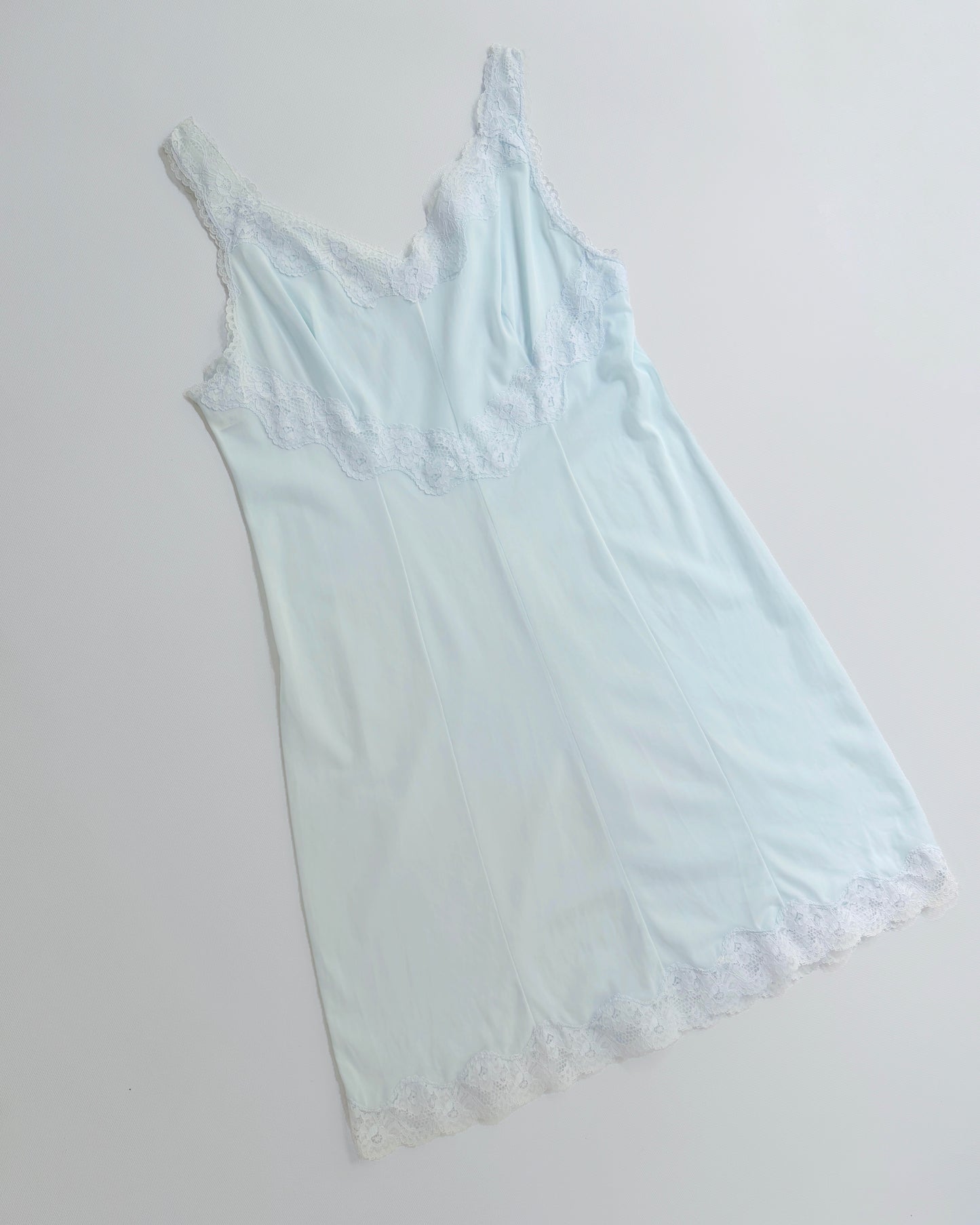 Vintage 1960s Pale Aqua Nylon Lace Nightgown