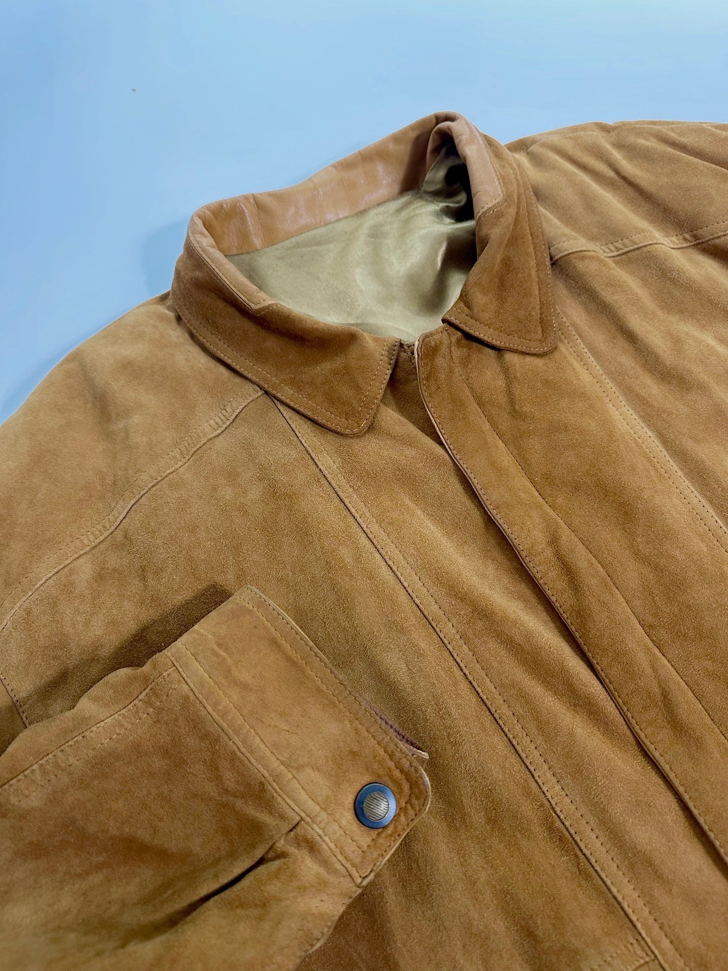 90s Sheepskin Suede Bomber Jacket