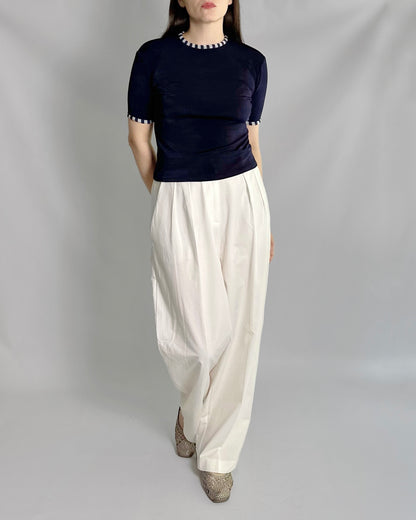 90s Navy Striped Elasticated Top