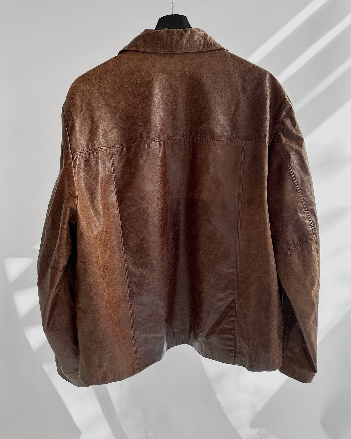 90s Brown Zip-Up Leather Jacket