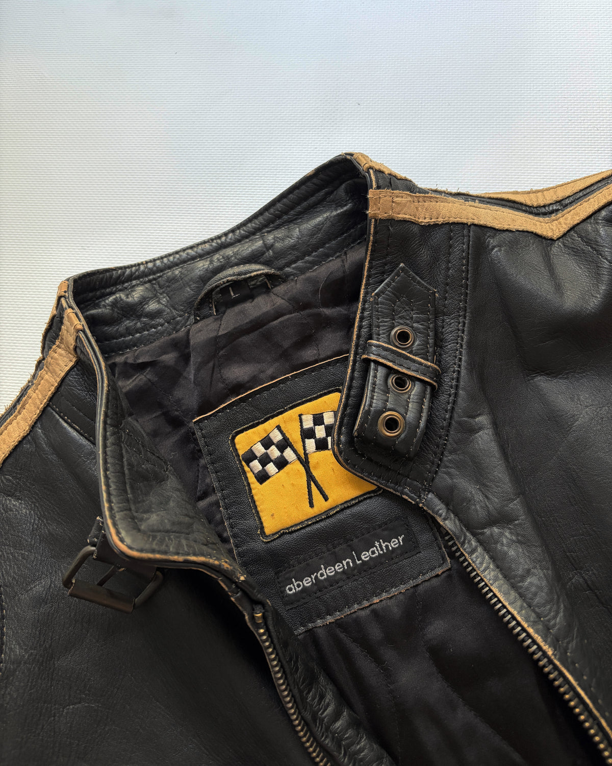 Vintage Aberdeen Leather Black Cowhide Motorcycle Jacket