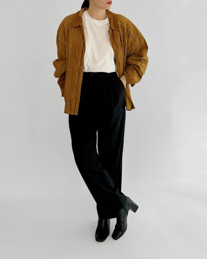 90s Sheepskin Suede Bomber Jacket