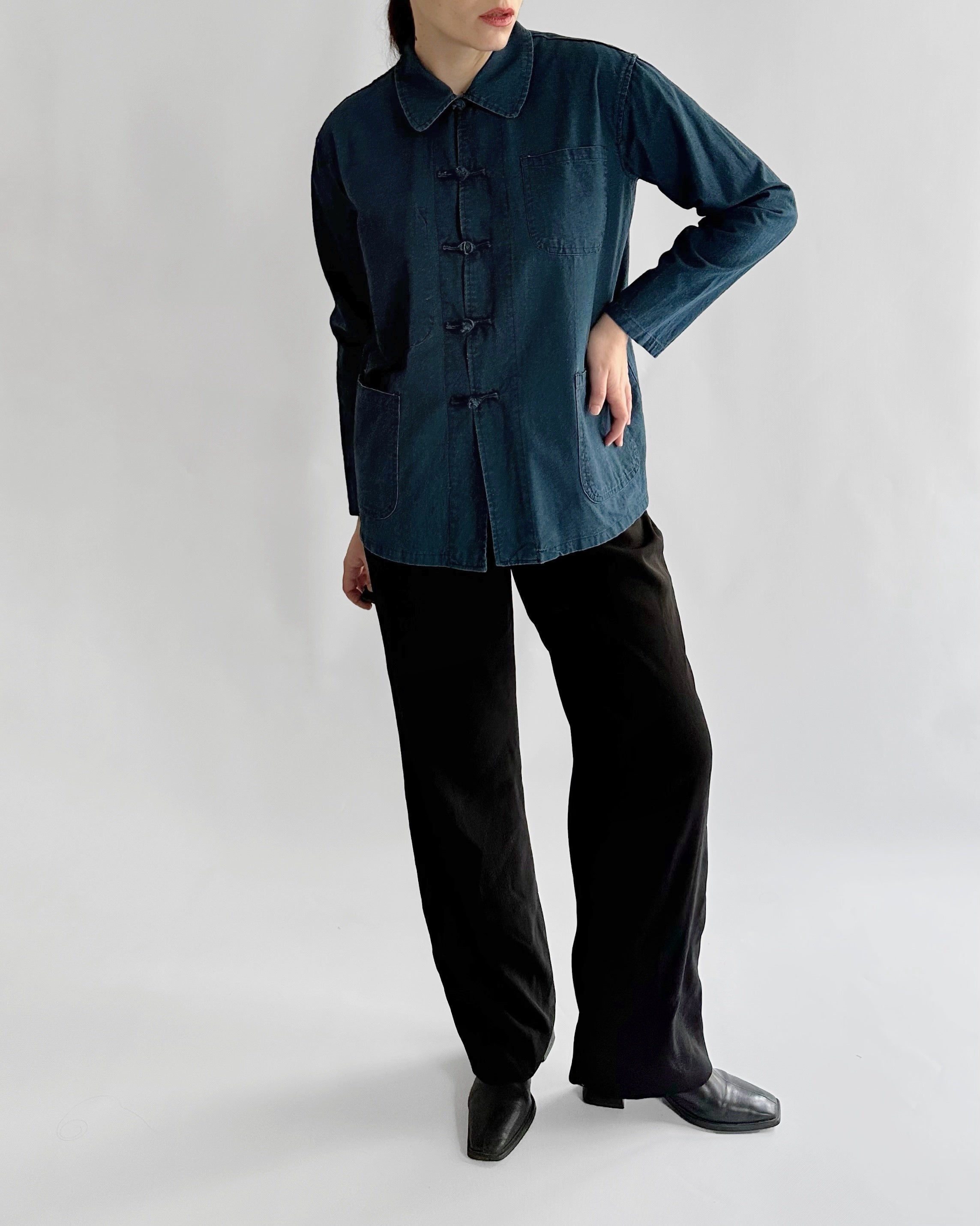 ポシャギ 韓国パッチワーク ヴィンテージ 1950s 紺 105 ×107 Rare 1950s Shanghai Indigo Work Shirt Jacket – Alba Vintage Studio