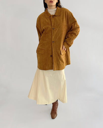 80s Goatskin Caramel Brown Suede Jacket