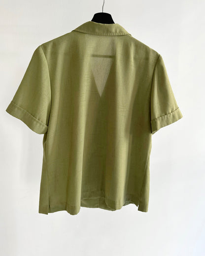 80s Bowling Style Green Blouse