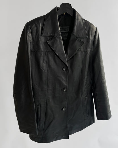 90s Black Leather Blazer