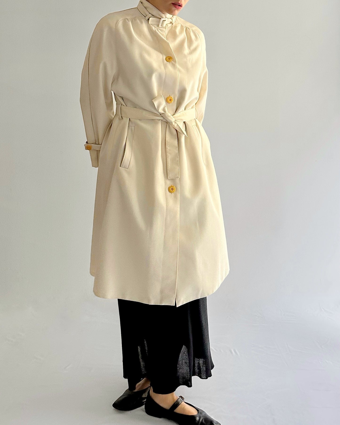 70s Cream Trench Coat