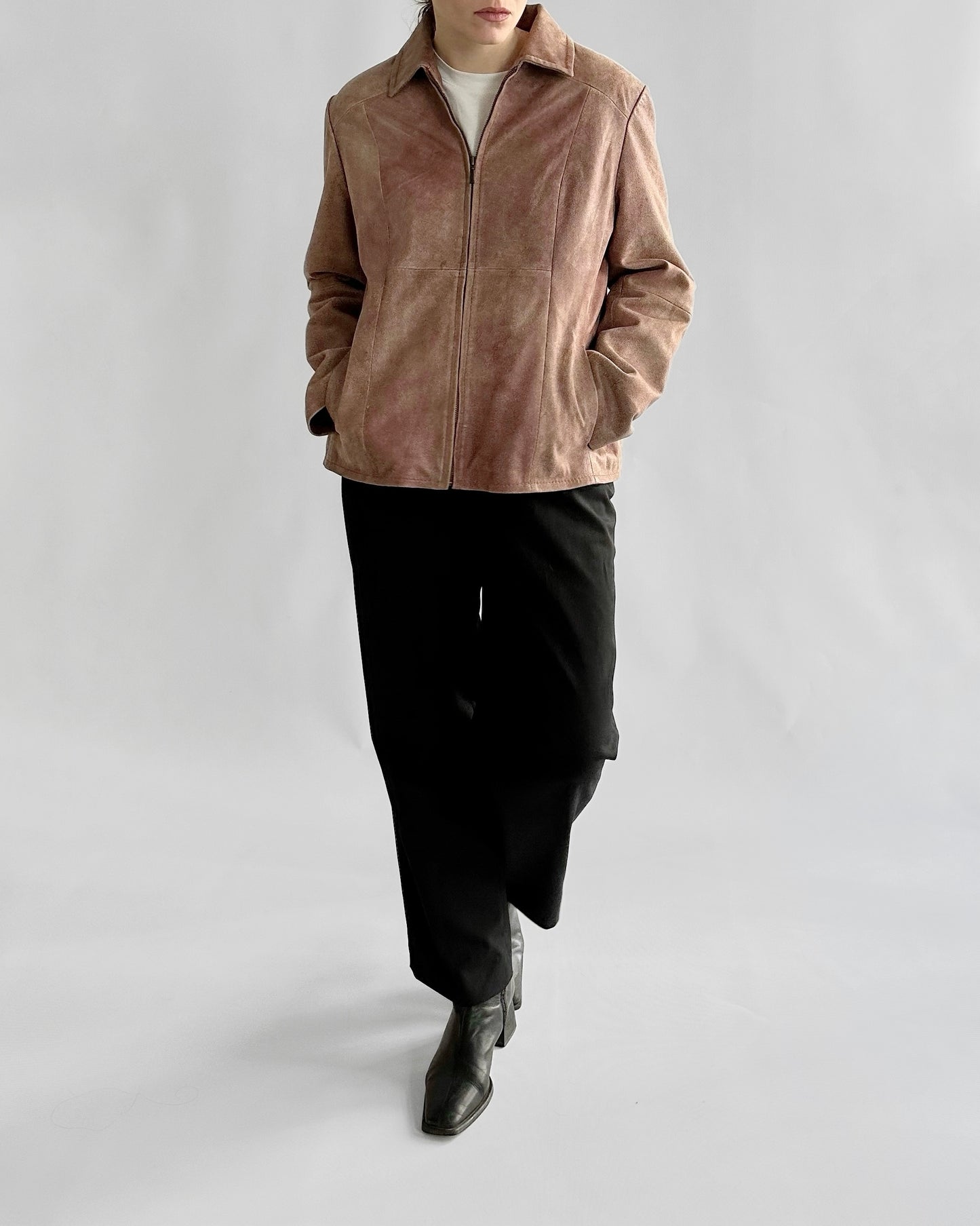 2000s Dusty Pink Washed Nappa Leather Jacket