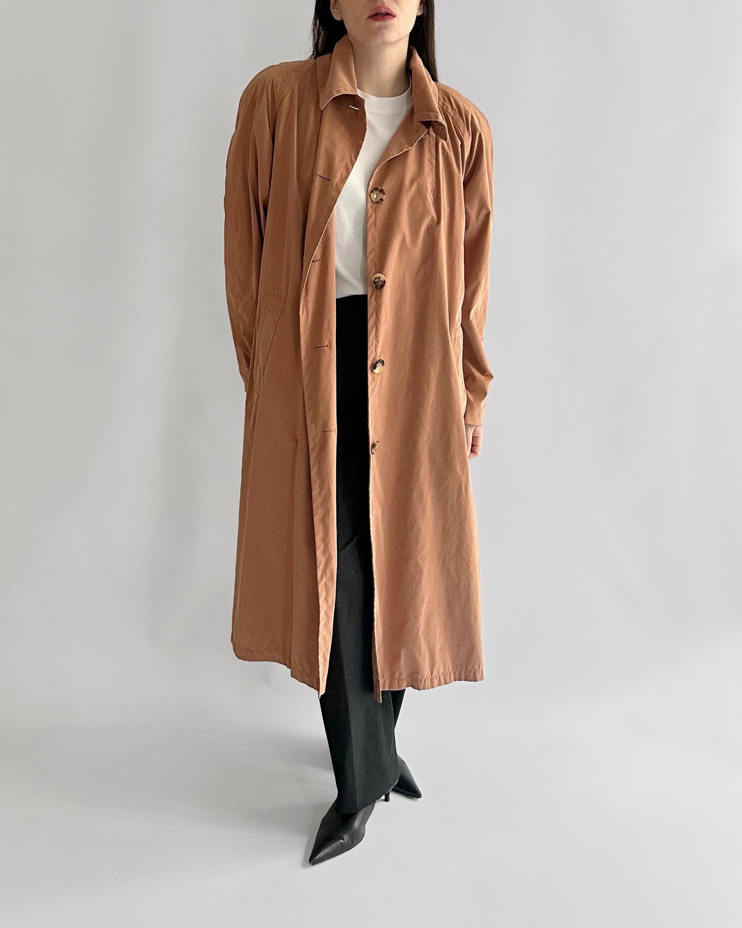 90s Jil Sander Minimalist Peach Trench Coat