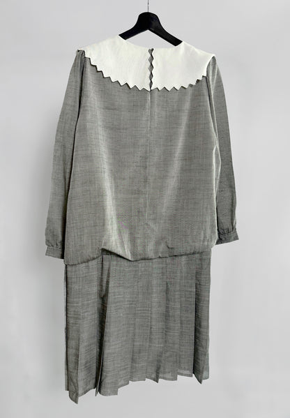 70s Grey Drop-Waist Dress
