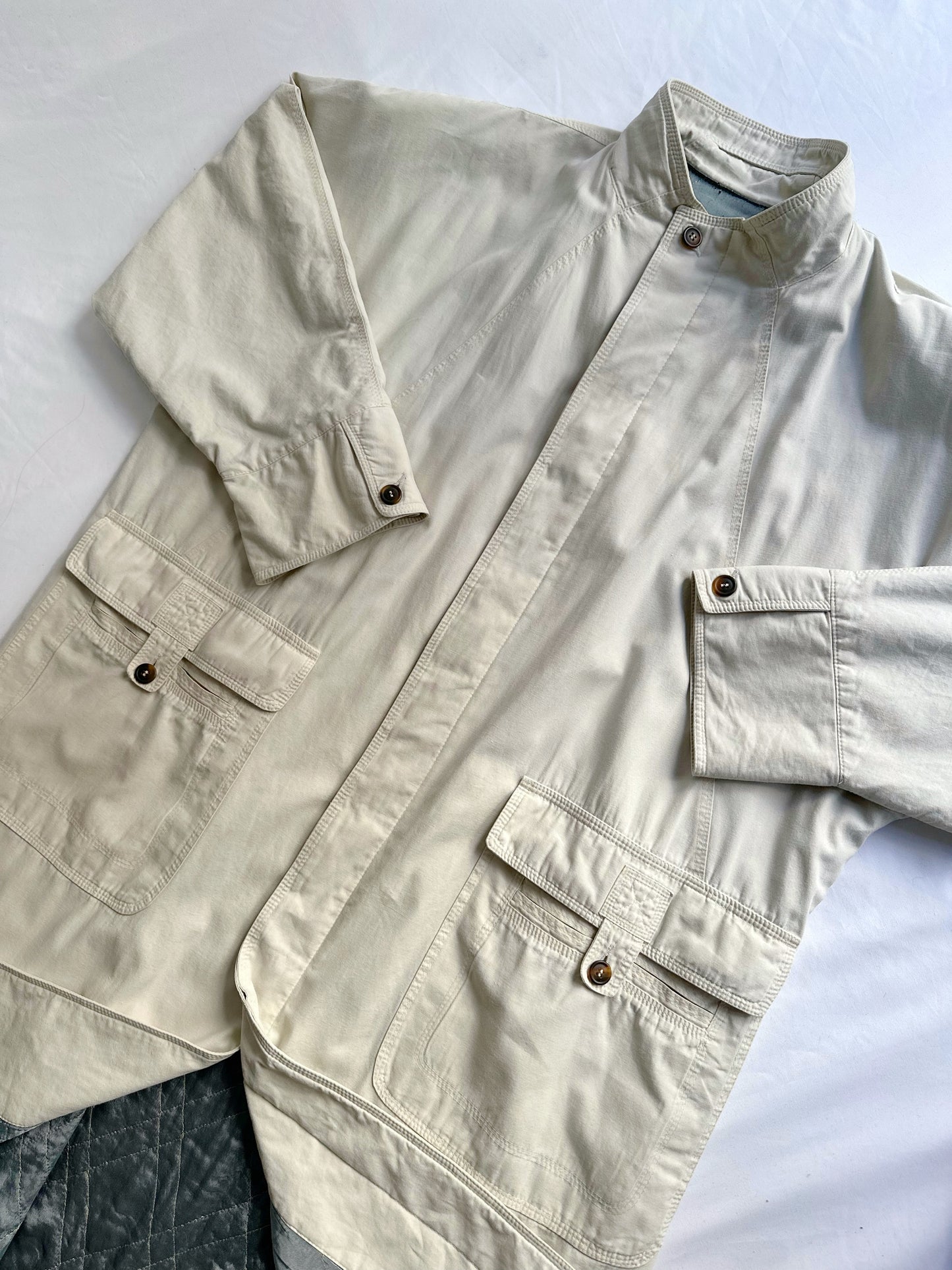 80s/90s Cream Cotton Blend Utility Coat