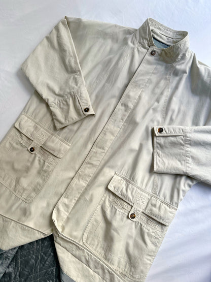 80s/90s Cream Cotton Blend Utility Coat