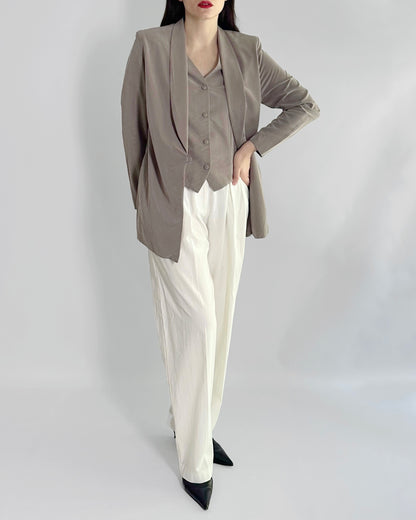 90s Taupe Viscose Blazer