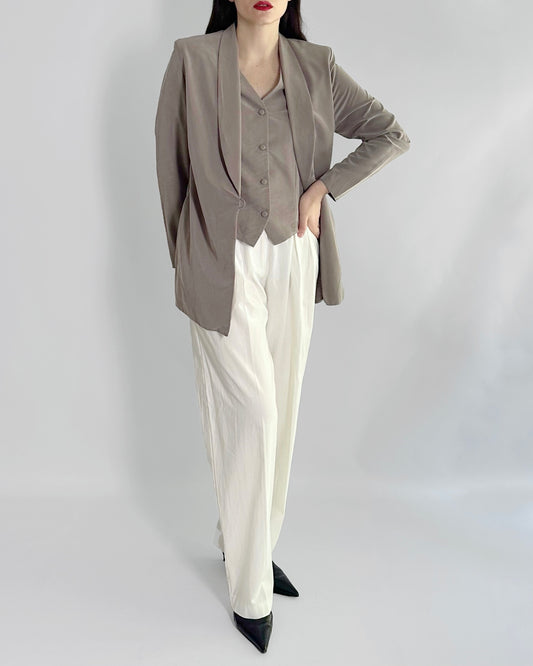 90s Taupe Viscose Blazer