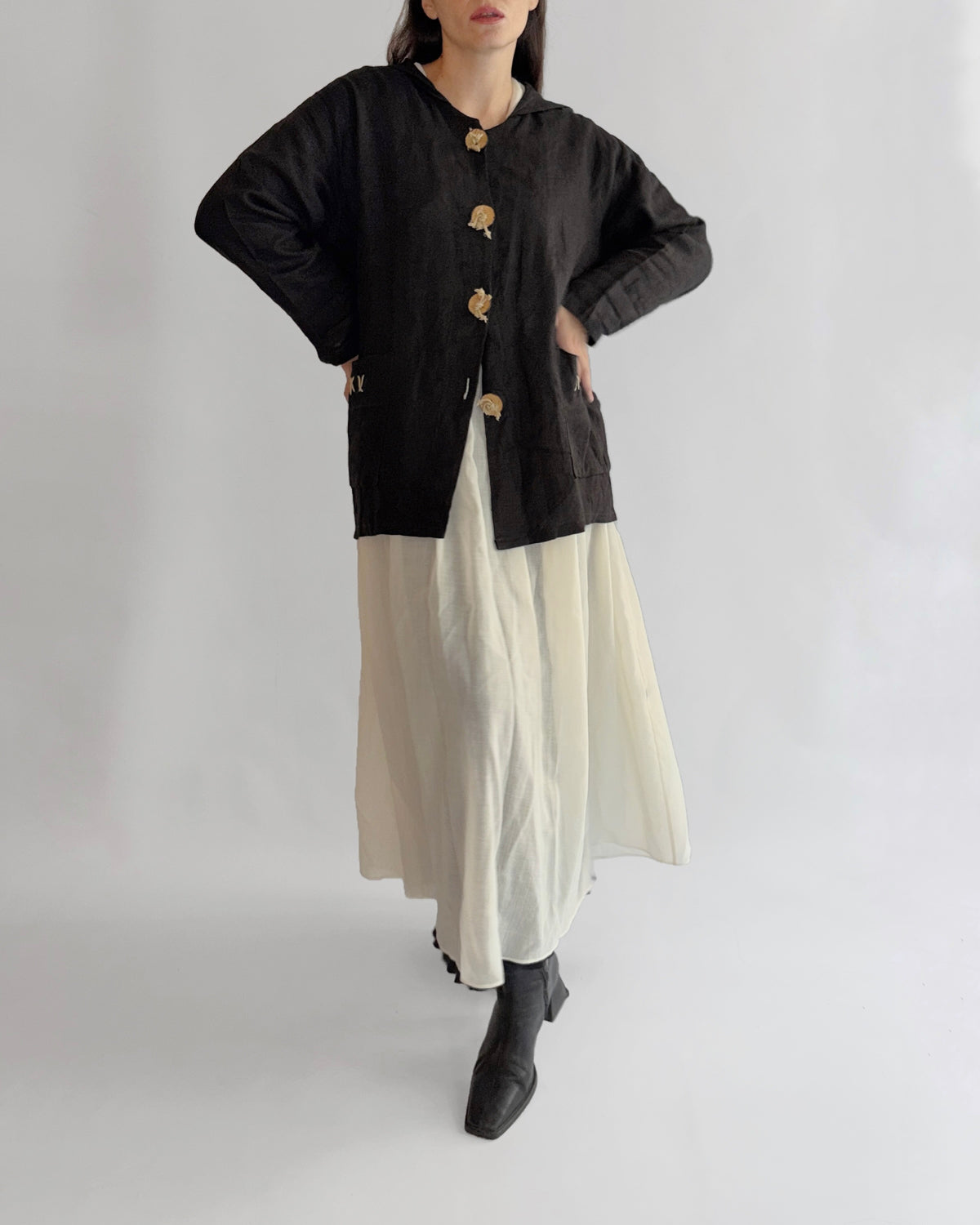 Vintage French Linen Sailor Collar Jacket