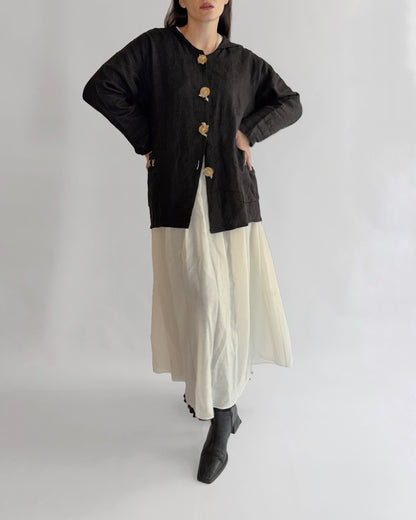 Vintage French Linen Sailor Collar Jacket