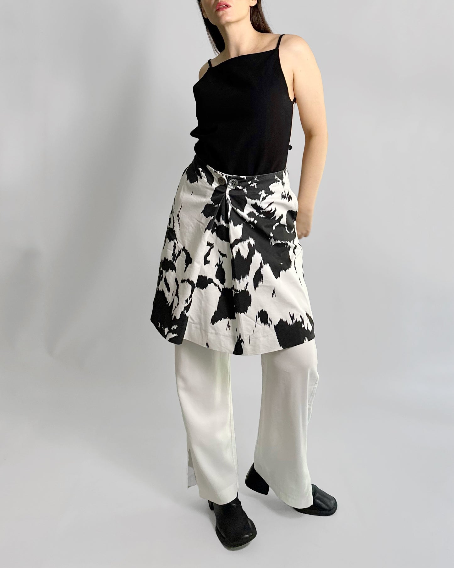 Max Mara Black & White A-Line Skirt