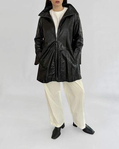 80s Gianfranco Ferré Black Patent Leather Coat