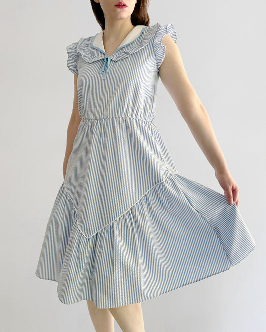 80s French Sailor Collar Dress