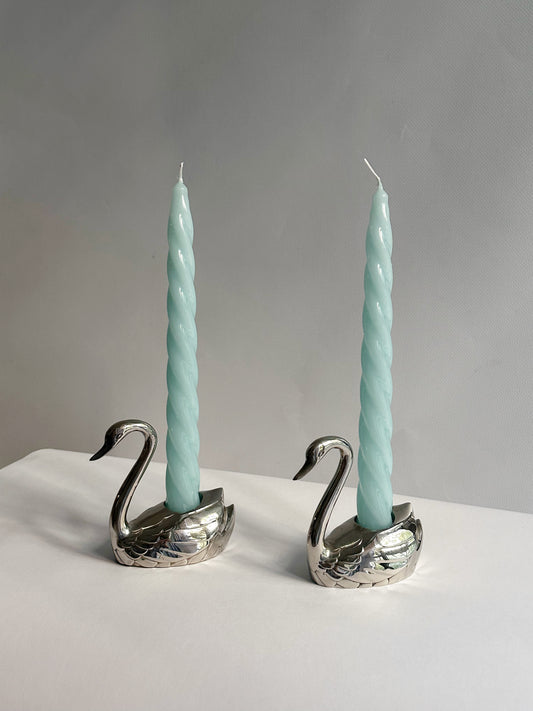Vintage 1970s Silver Plated Swan Candle Holders – Set of 2
