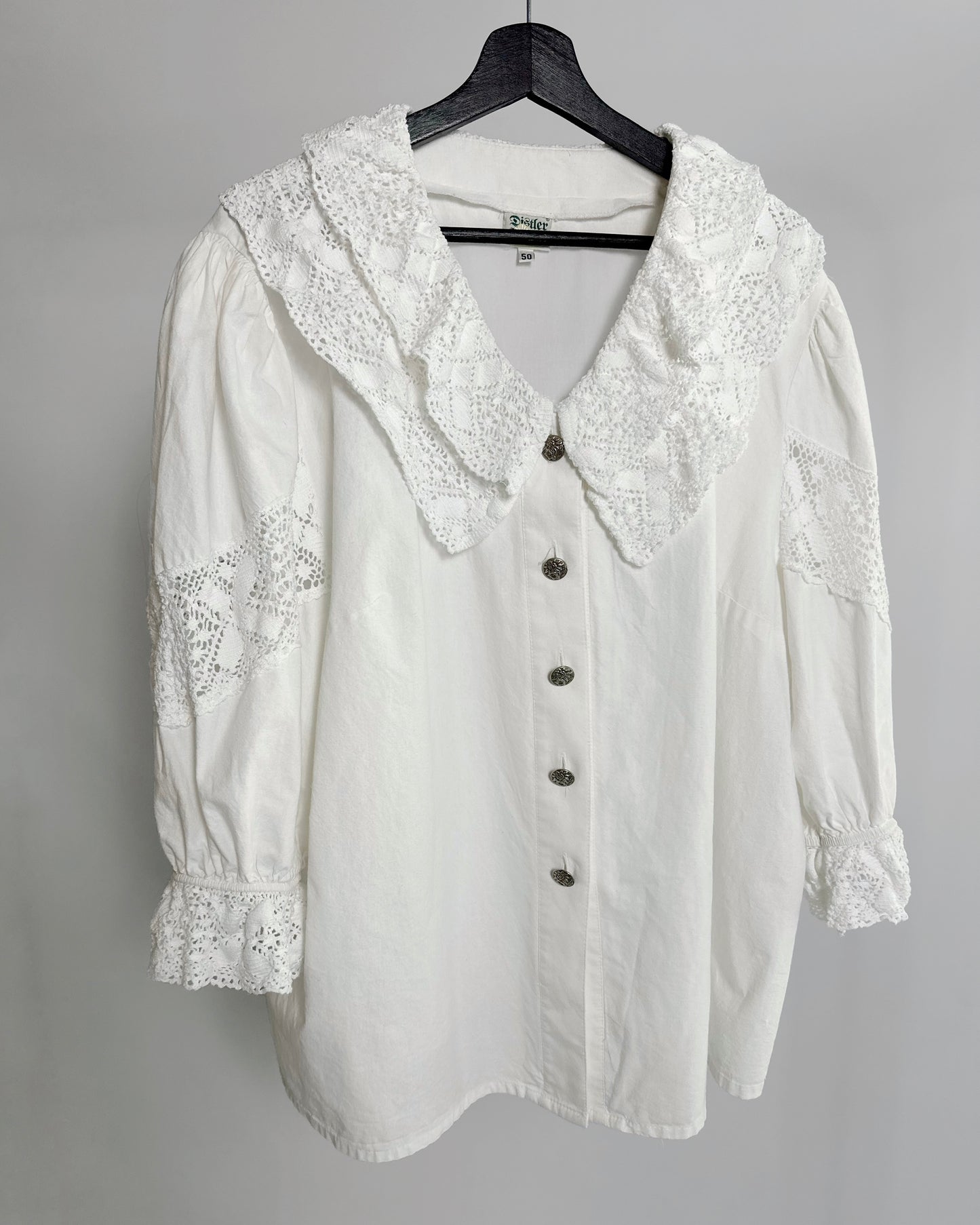 80s White Cotton Dirndl Blouse