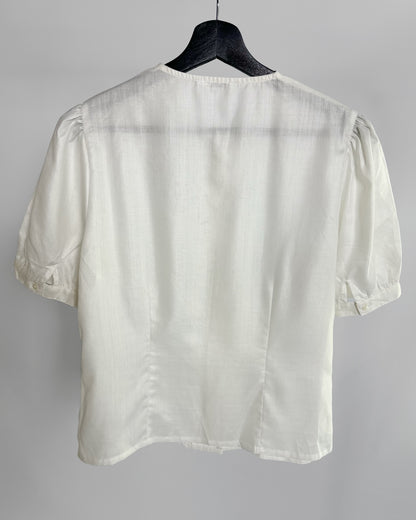 90s Embroidered White Blouse