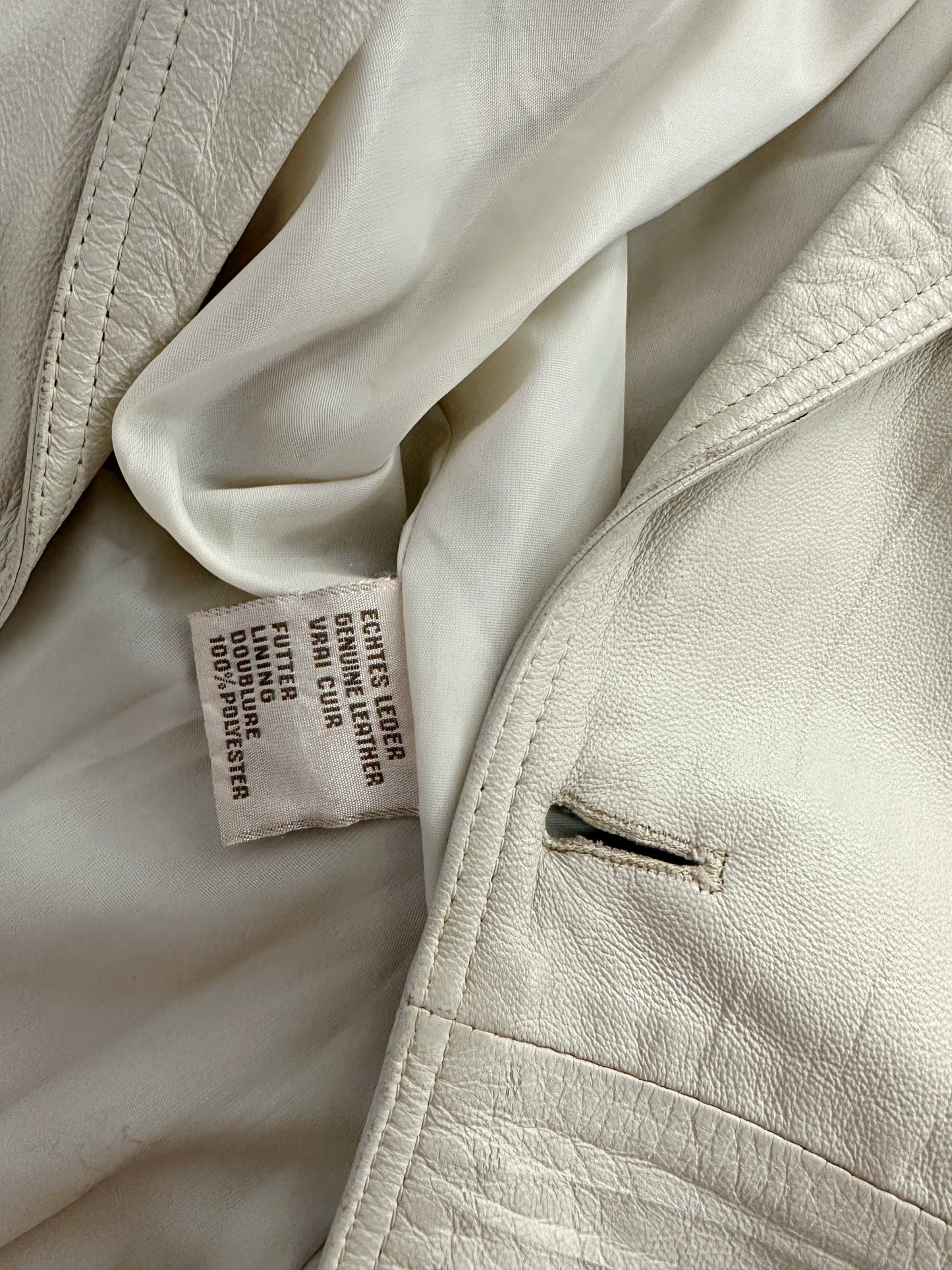 80s Cream Leather Jacket