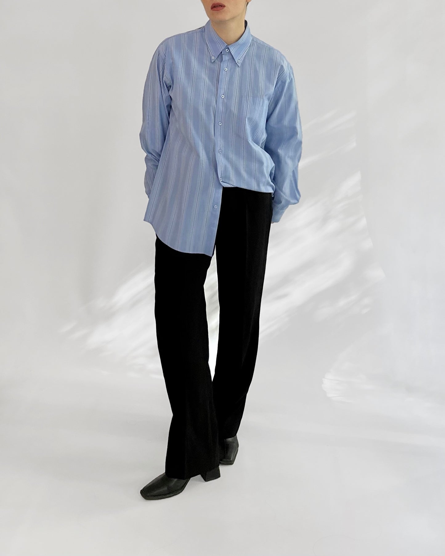 90s Blue Striped Classic Cotton Shirt