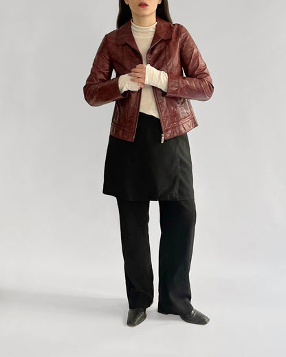 90s Burgundy Goatskin Italian Leather Jacket