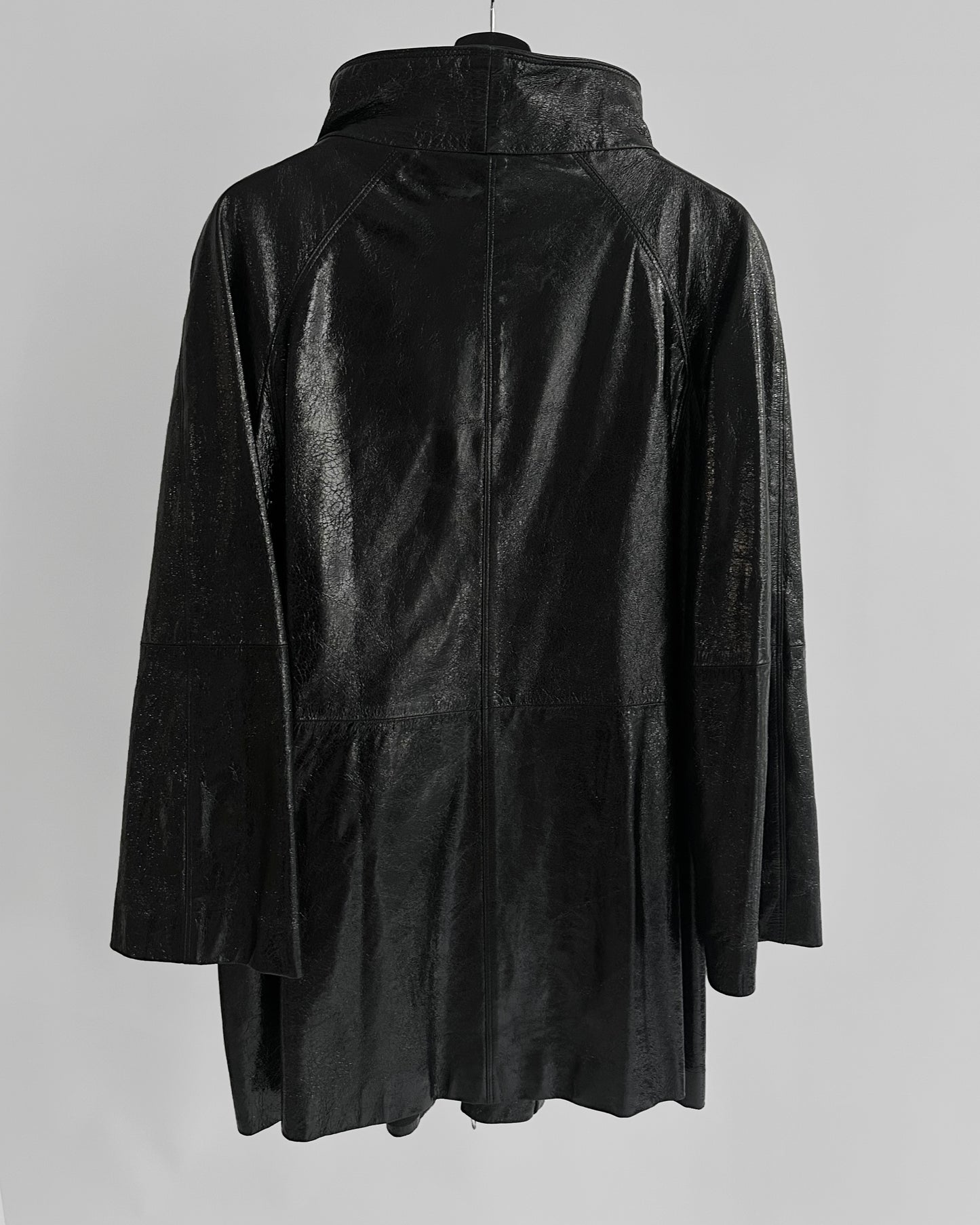 80s Gianfranco Ferré Black Patent Leather Coat