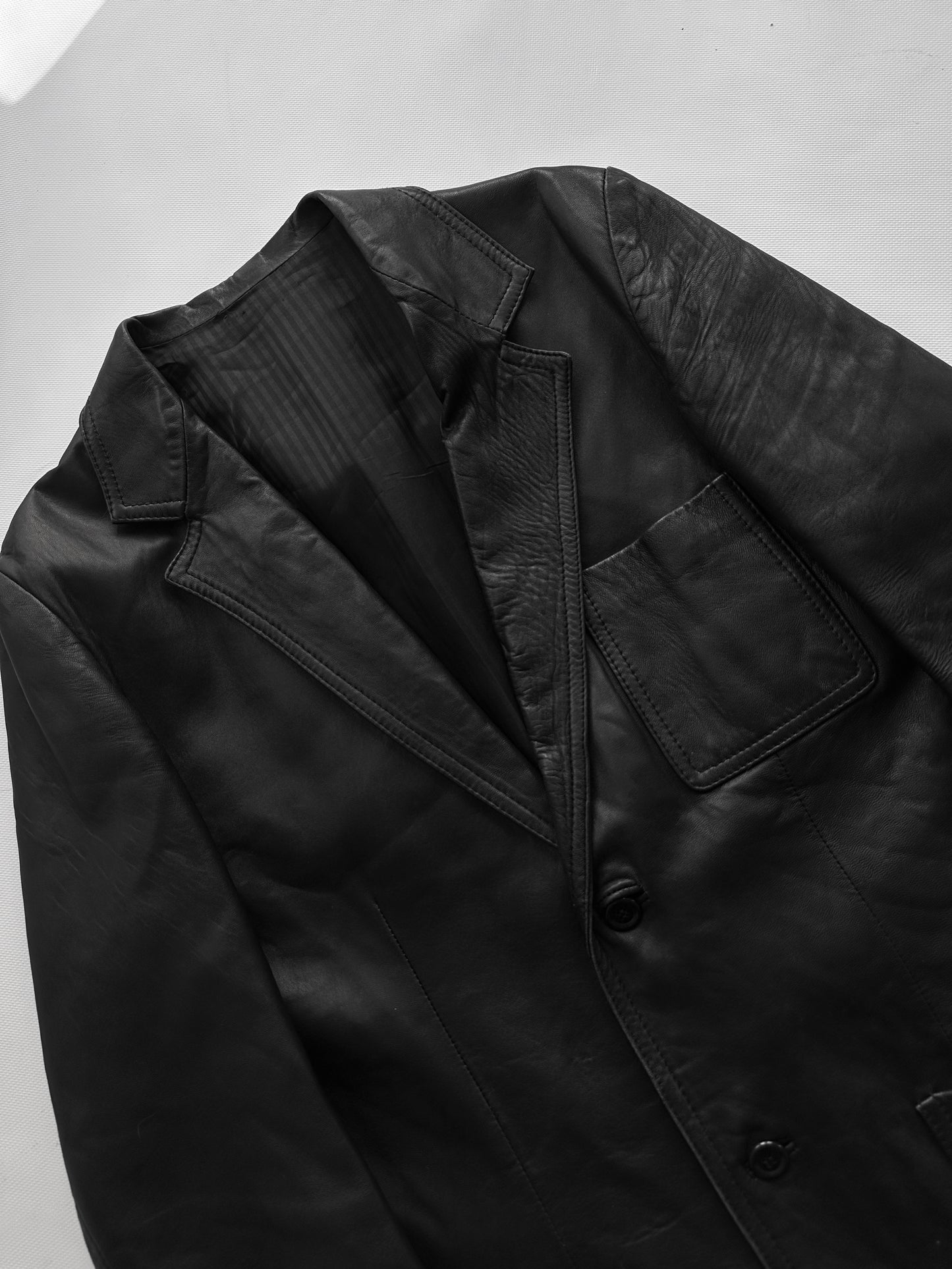 90s Black Soft Leather Blazer