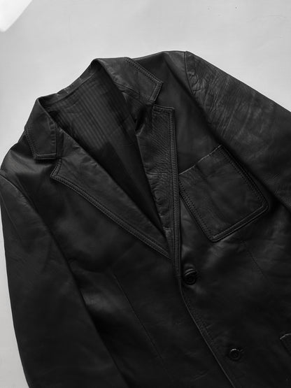 90s Black Soft Leather Blazer