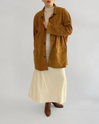 80s Goatskin Caramel Brown Suede Jacket